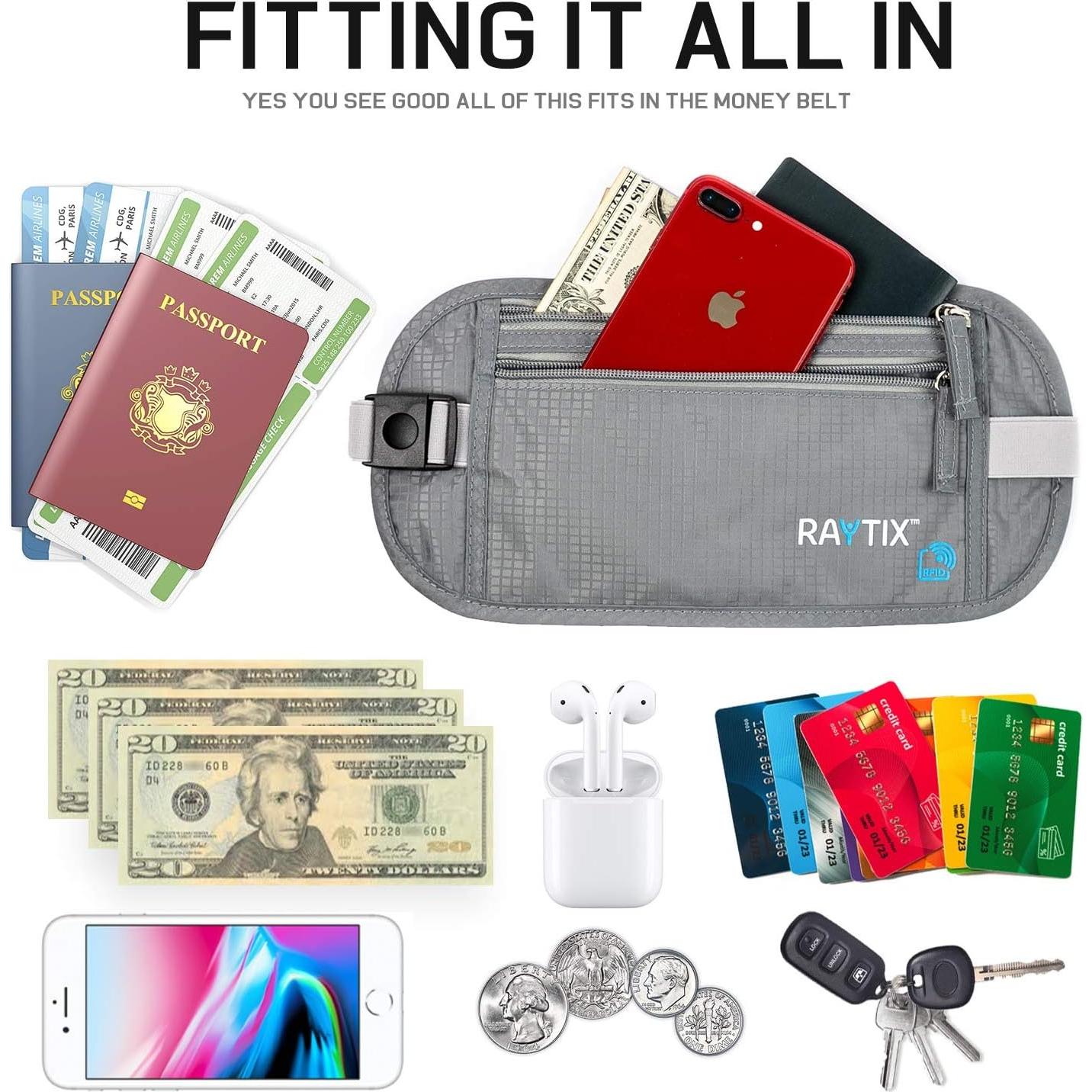 Cinturón de Dinero Rayix con Bloqueo RFID - Gris