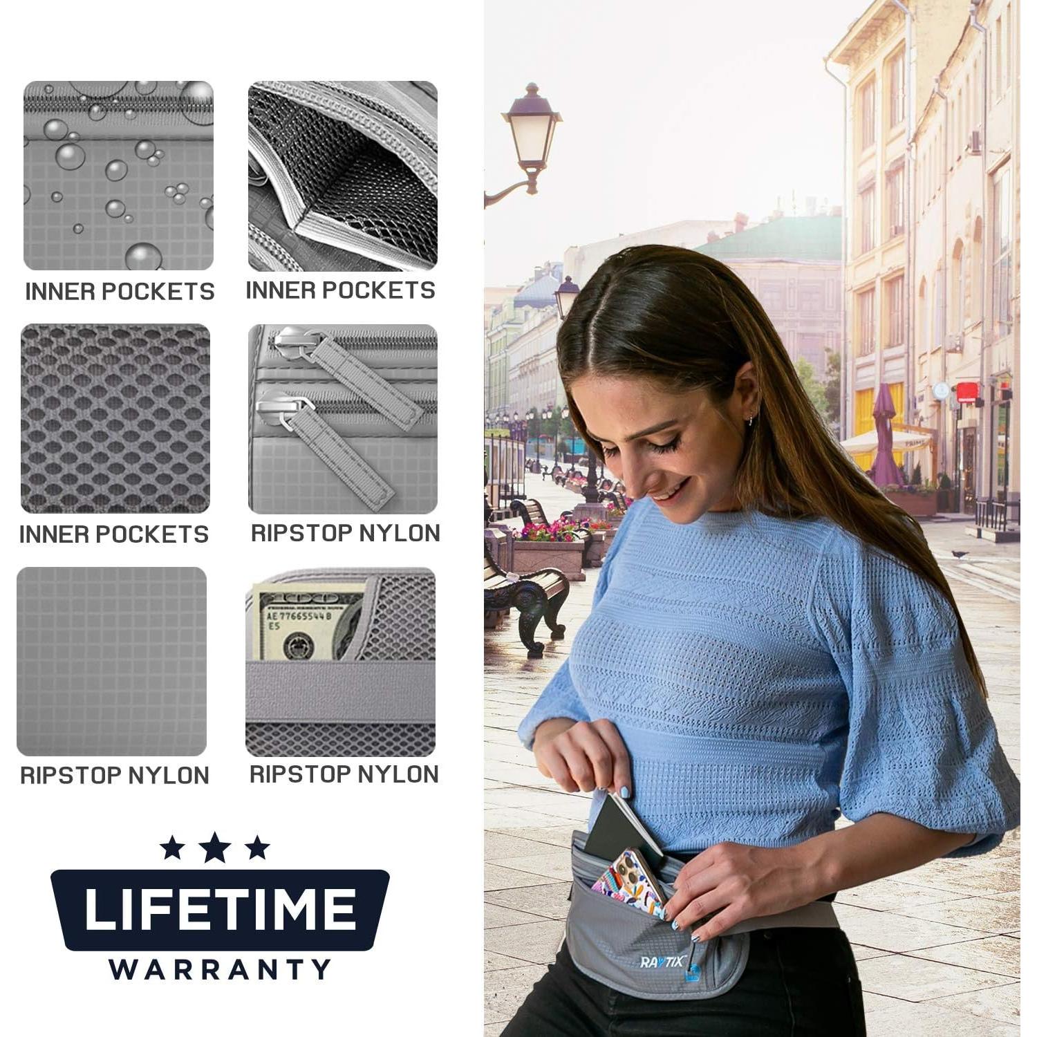 Cinturón de Dinero Rayix con Bloqueo RFID - Gris