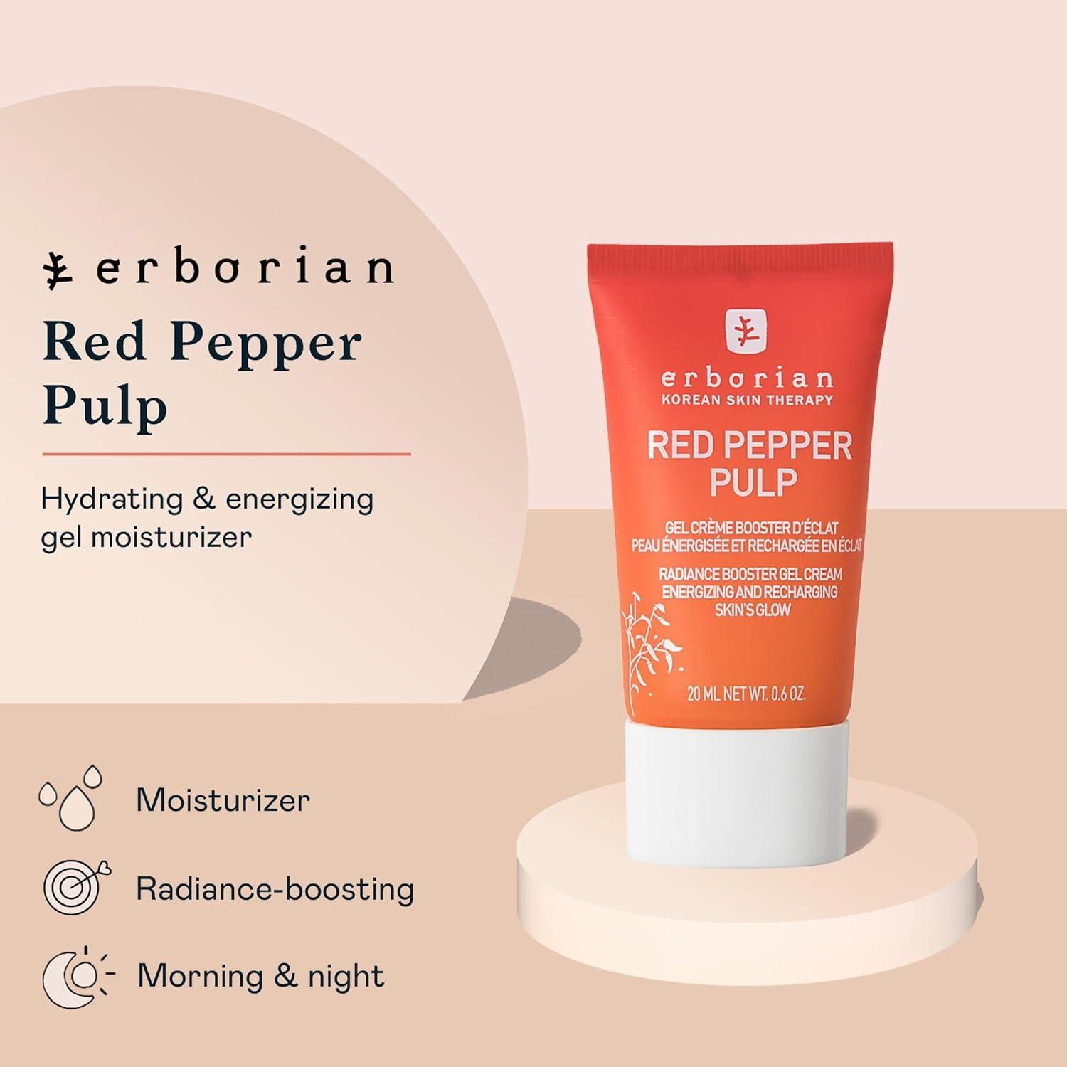 Gel Hidratante Facial Erborian Pimiento Rojo 17g - Piel Iluminada