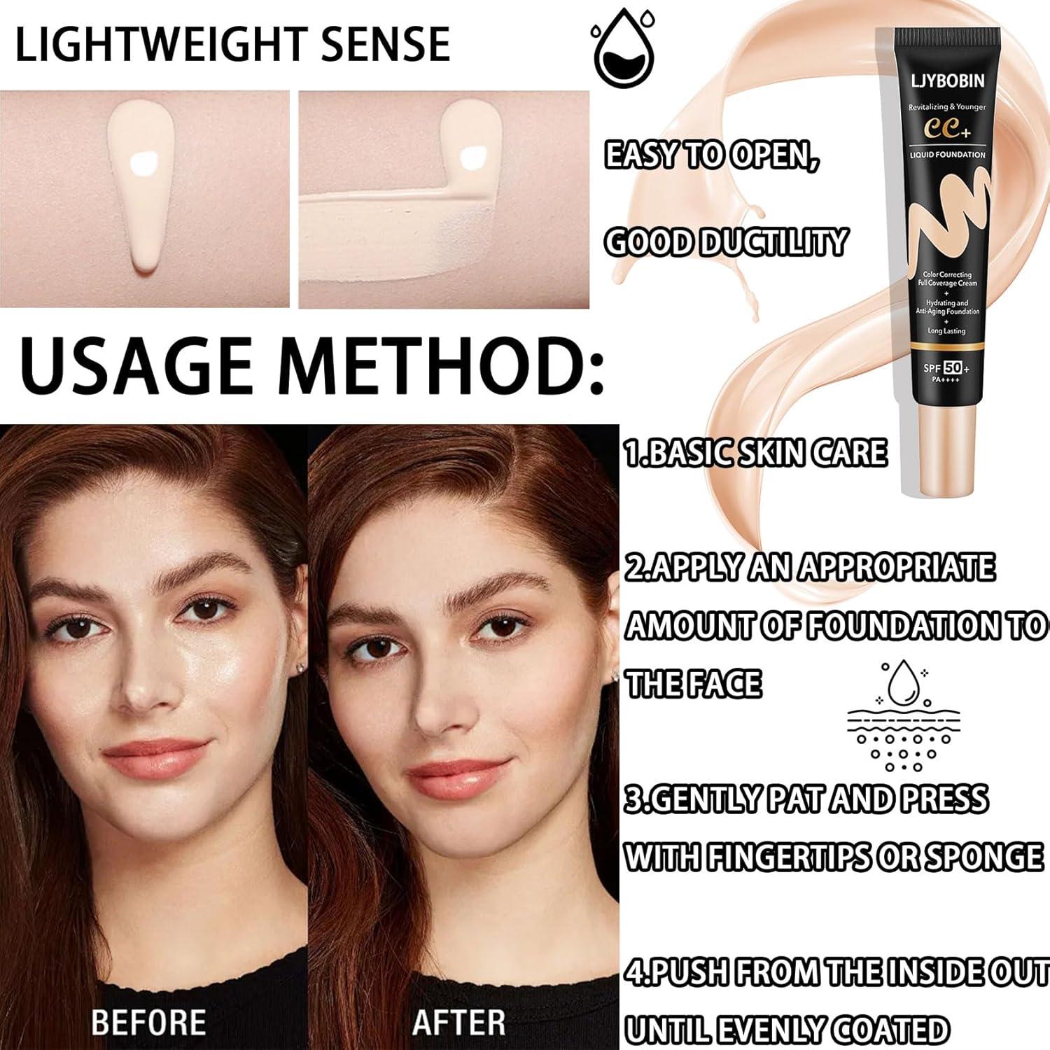 Crema CC Hidratante Natural LJYBoBin SPF 50+ Cobertura Completa