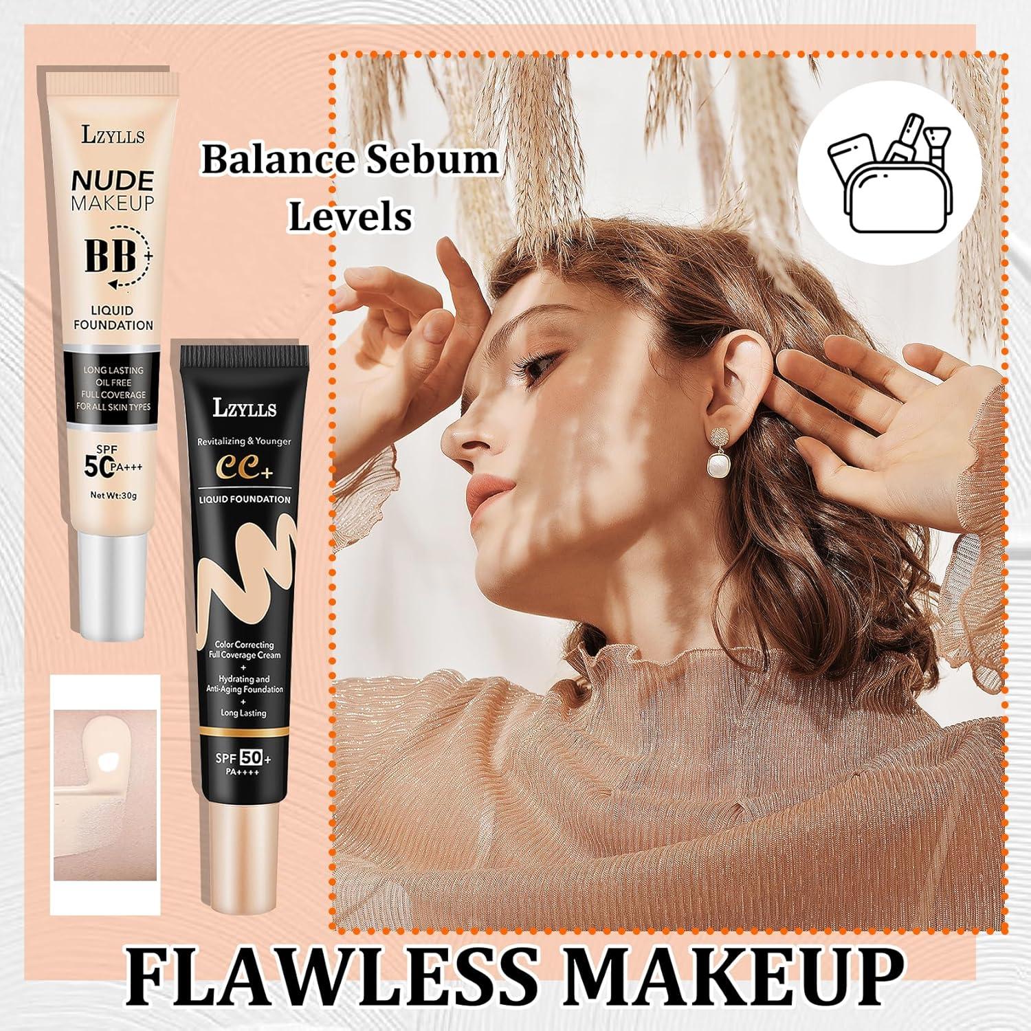 Set de Maquillaje LZYLLS: Base Líquida, Crema BB y CC