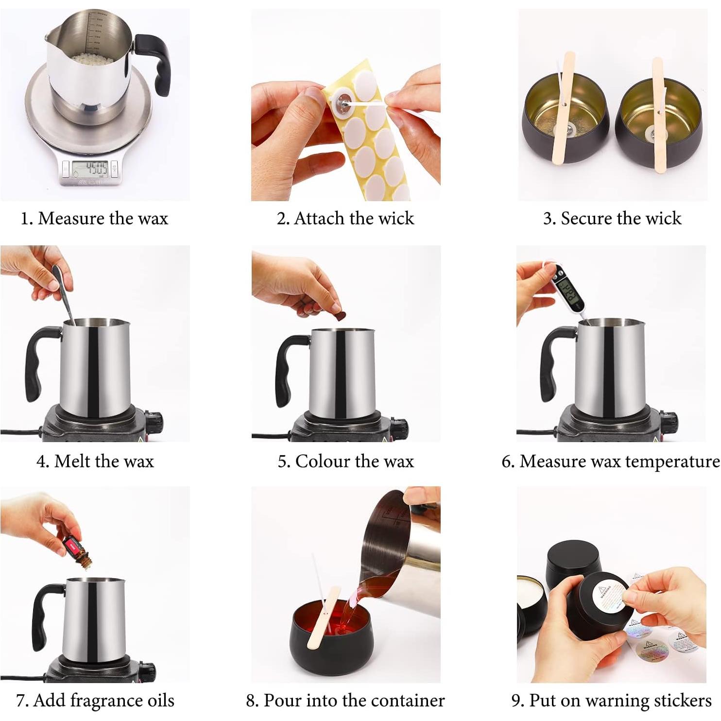 Kit de Fabricación de Velas SAEUYVB - 12 Latas, 900g Cera Soja