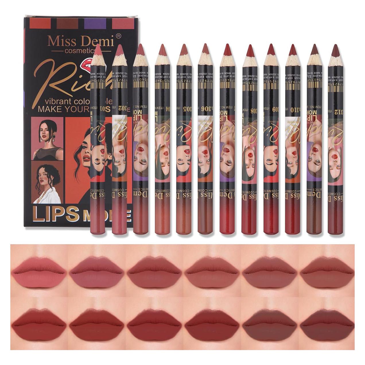 Juego de 12 Lápices Delineadores de Labios Katiluxiya - Color 03