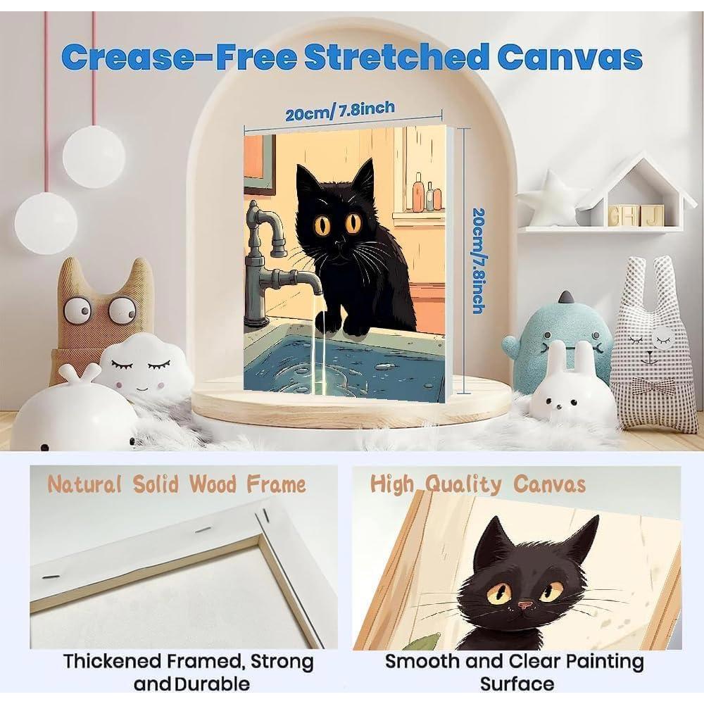 Kit de Pintura por Números Fotasmua Gato Negro 4 Piezas 20x20 cm