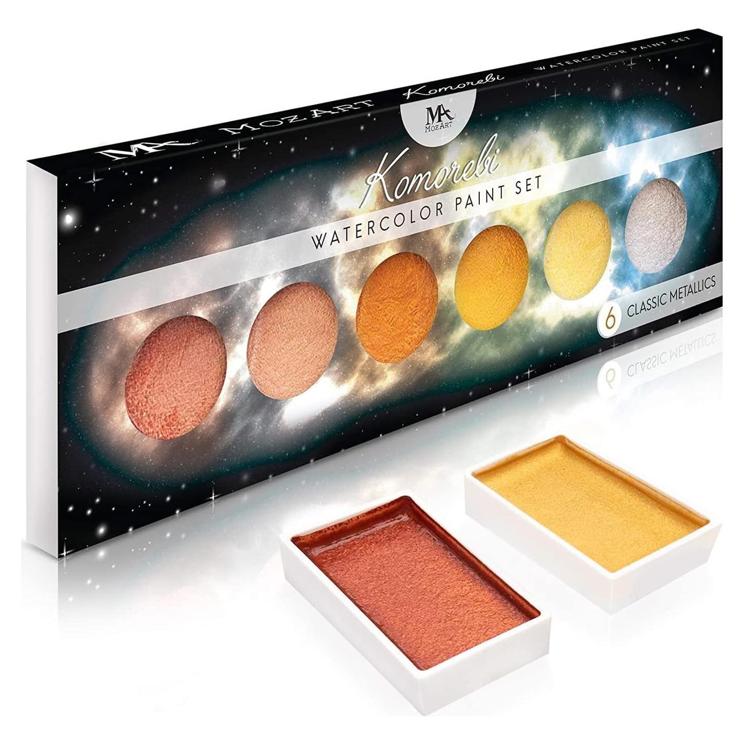 Set de 6 Pinturas Acuáticas Metálicas MozArt Supplies 3 Onzas