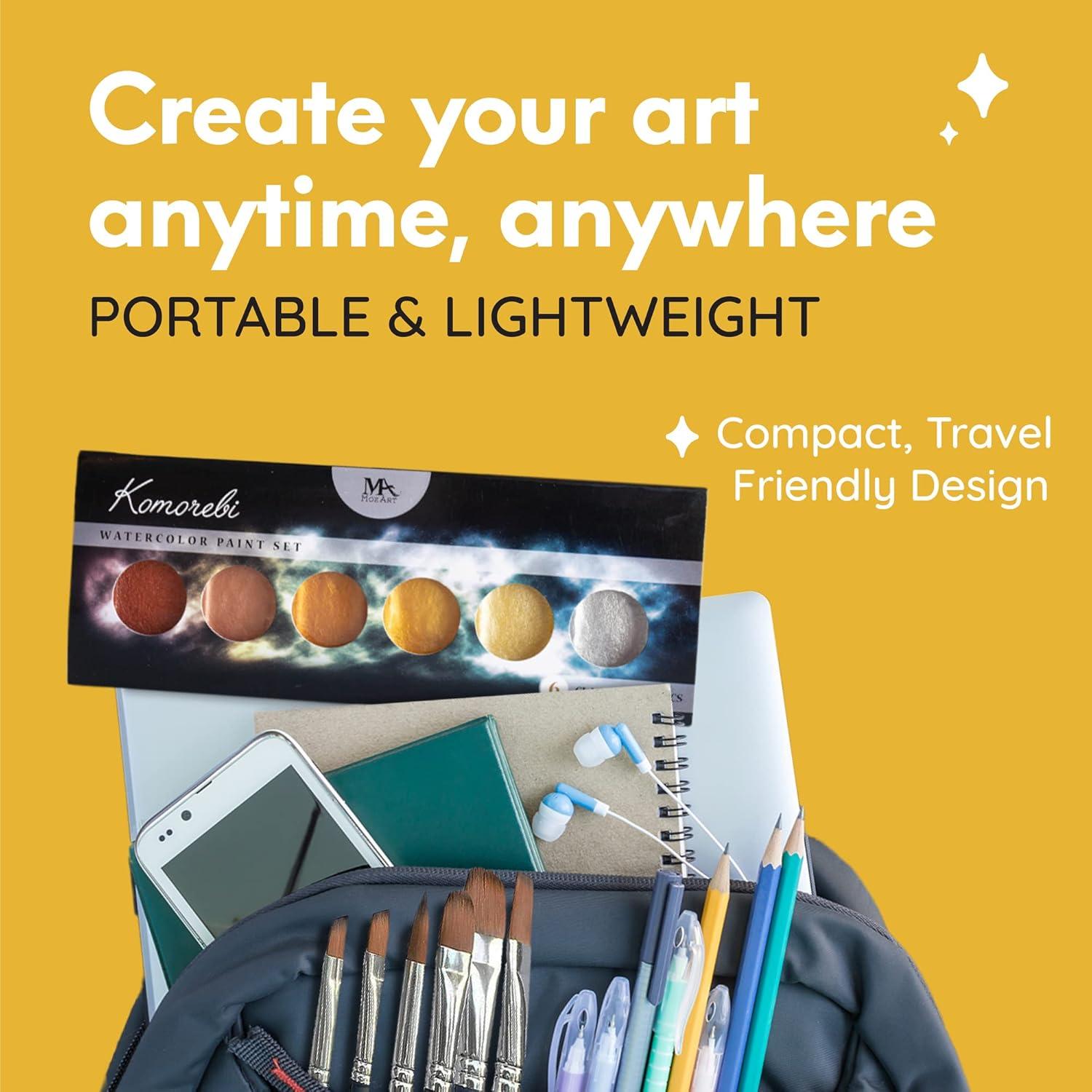 Set de 6 Pinturas Acuáticas Metálicas MozArt Supplies 3 Onzas