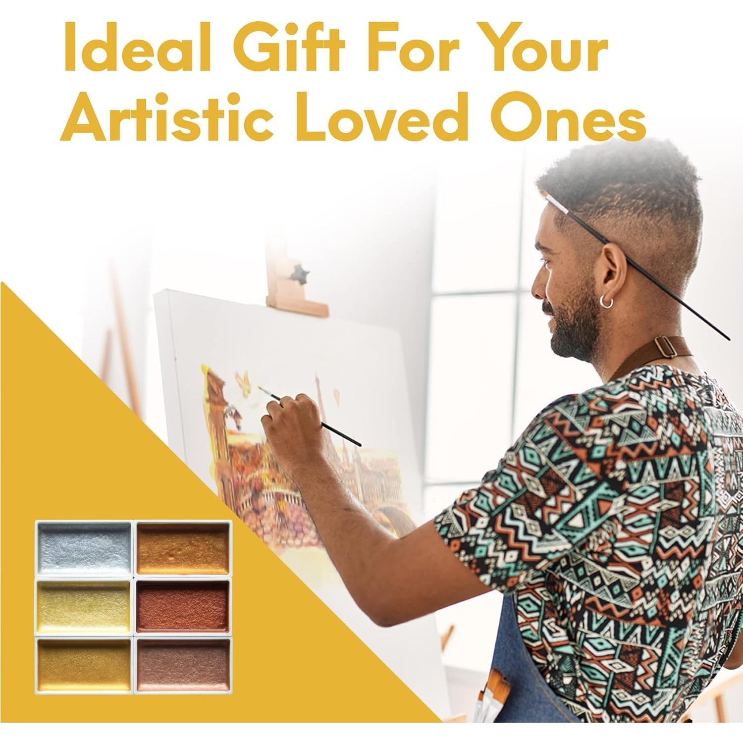 Set de 6 Pinturas Acuáticas Metálicas MozArt Supplies 3 Onzas