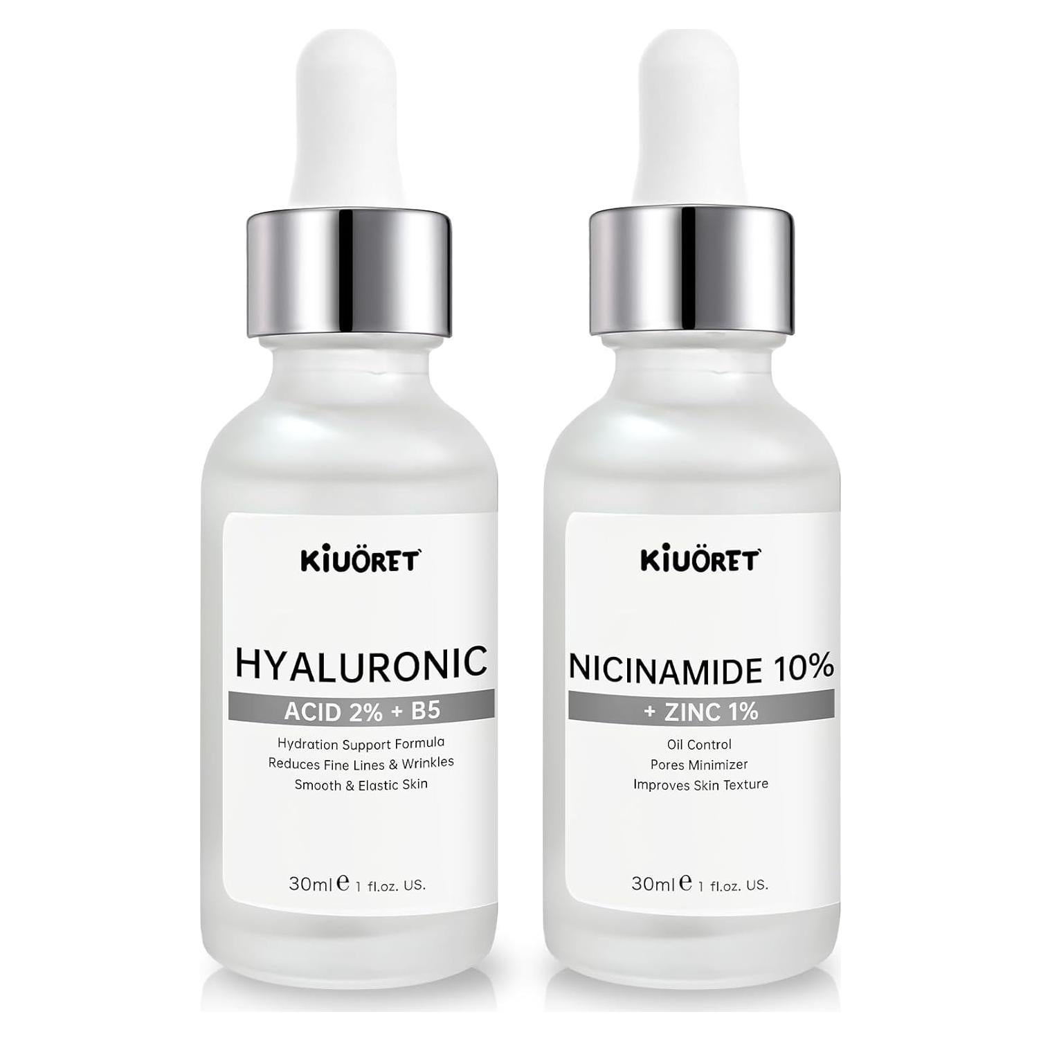 Conjunto de Sueros Hidratantes Kiuoret - Niacinamida y Ácido Hialurónico 59.15 ml