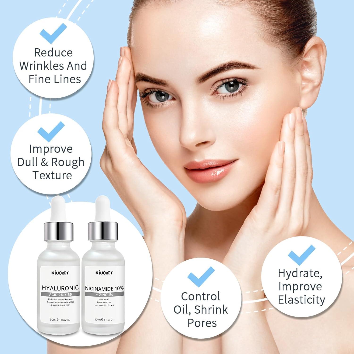Conjunto de Sueros Hidratantes Kiuoret - Niacinamida y Ácido Hialurónico 59.15 ml