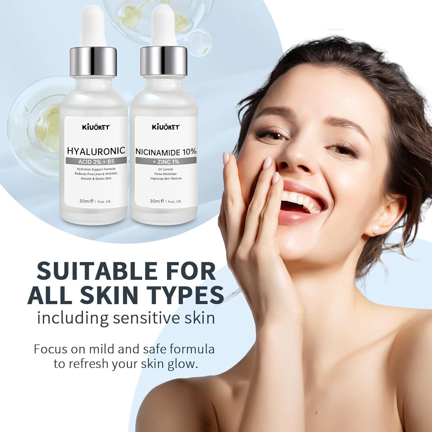 Conjunto de Sueros Hidratantes Kiuoret - Niacinamida y Ácido Hialurónico 59.15 ml