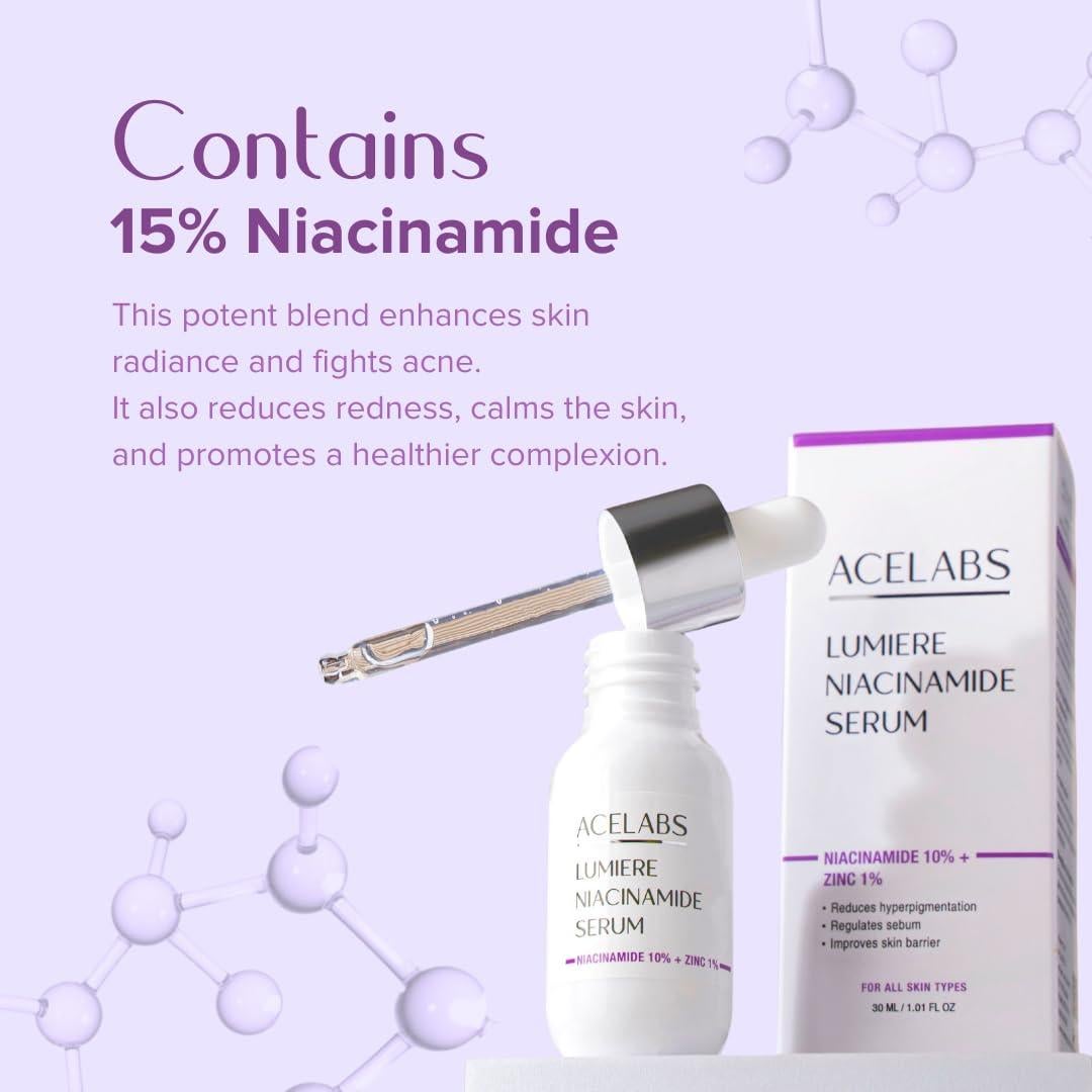 Suero de Niacinamida 10% ACELABS 28.5ml - Antienvejecimiento y Minimizador de Poros