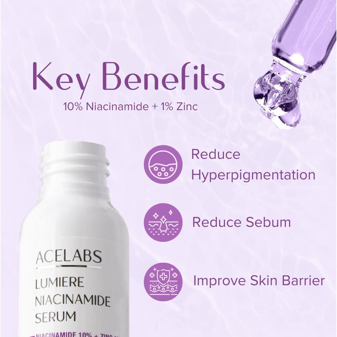 Suero de Niacinamida 10% ACELABS 28.5ml - Antienvejecimiento y Minimizador de Poros