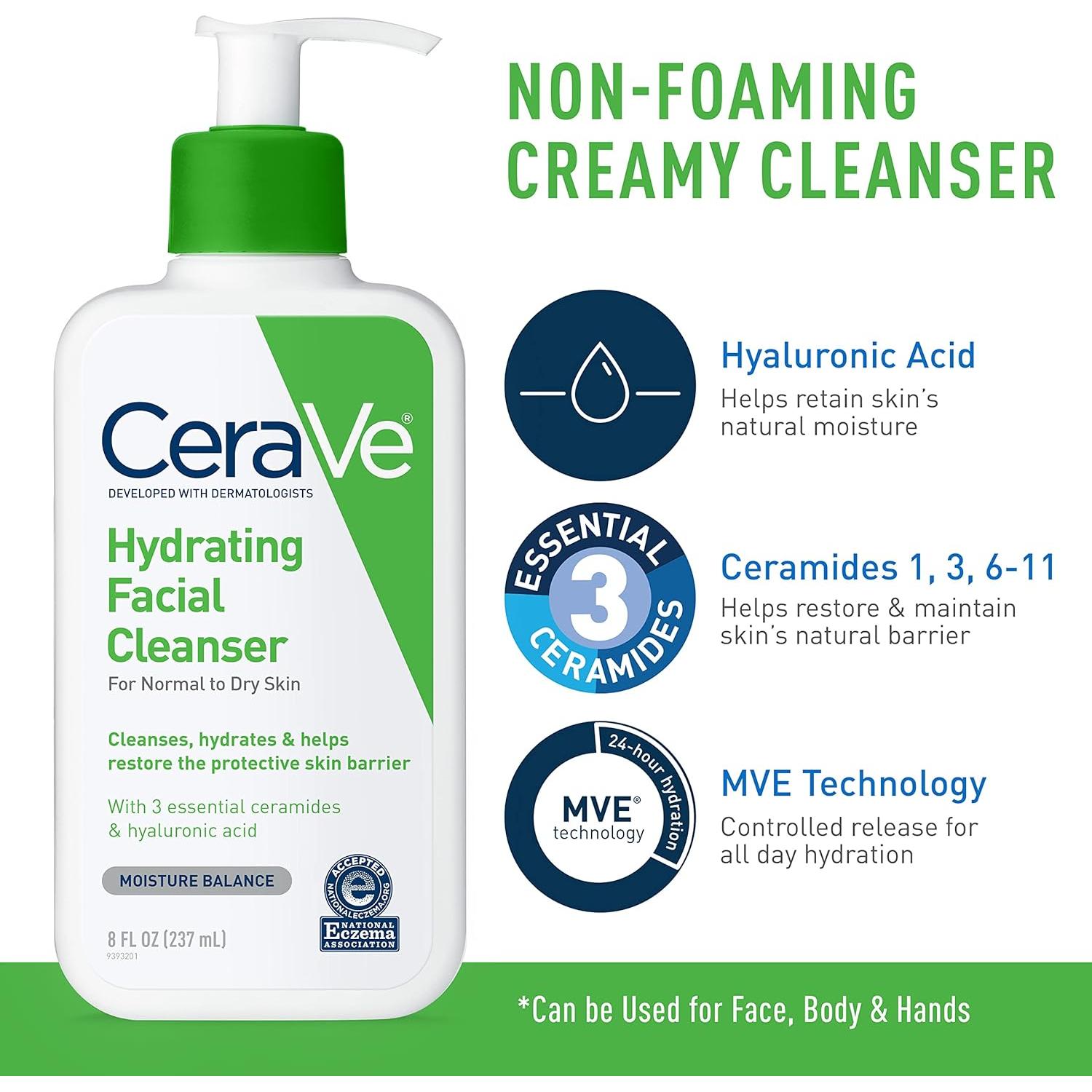 CeraVe Set Hidratante 8oz Crema y Limpiador Facial