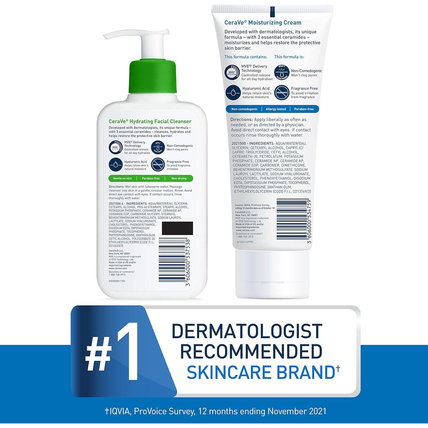 CeraVe Set Hidratante 8oz Crema y Limpiador Facial