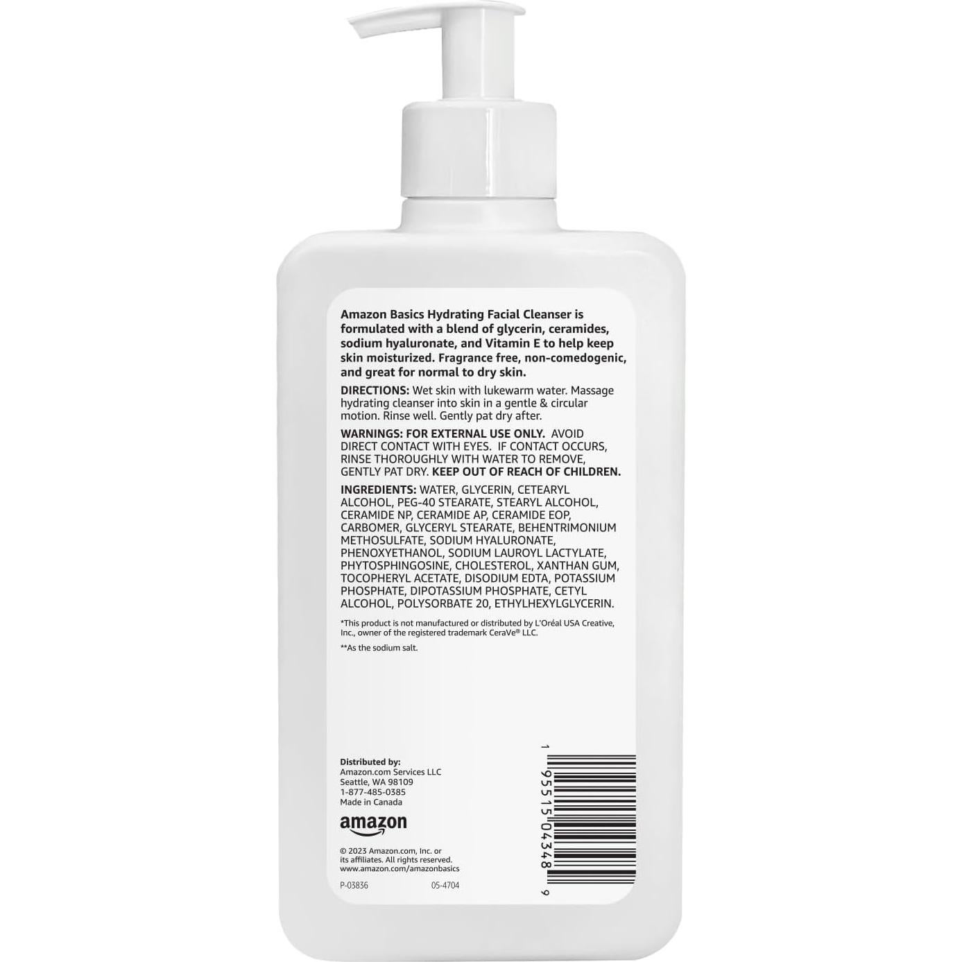 Limpiador Facial Hidratante Amazon Basics 355 ml Piel Normal/Seca