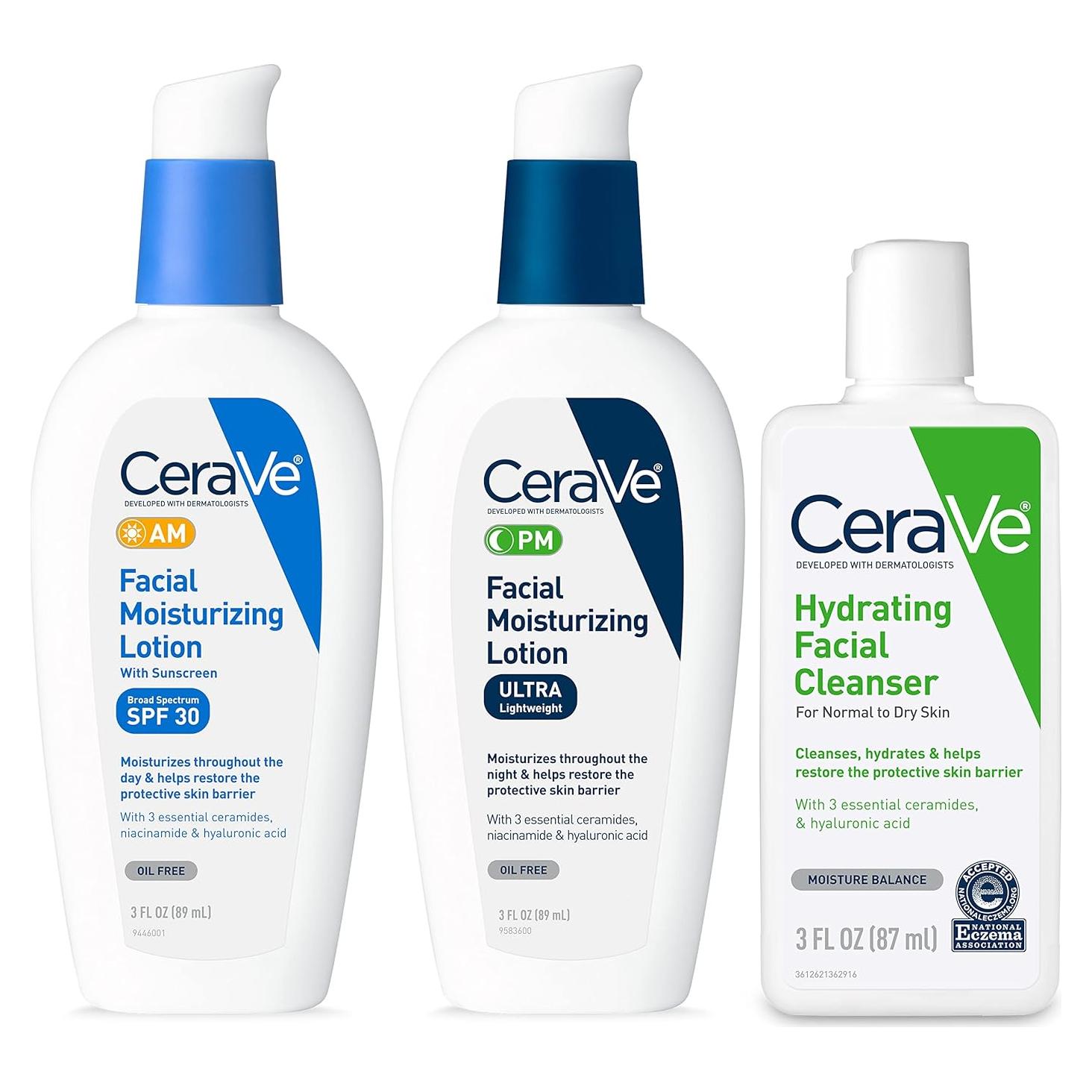 CeraVe Kit de Cuidado Facial AM PM y Limpiador 85g