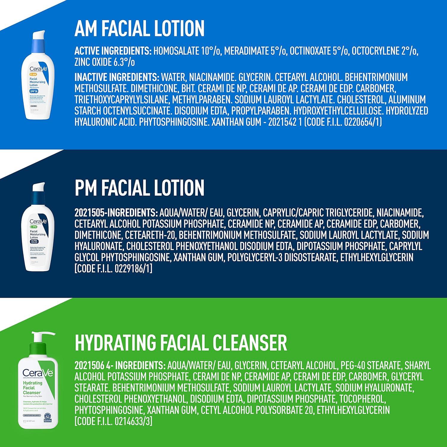 CeraVe Kit de Cuidado Facial AM PM y Limpiador 85g