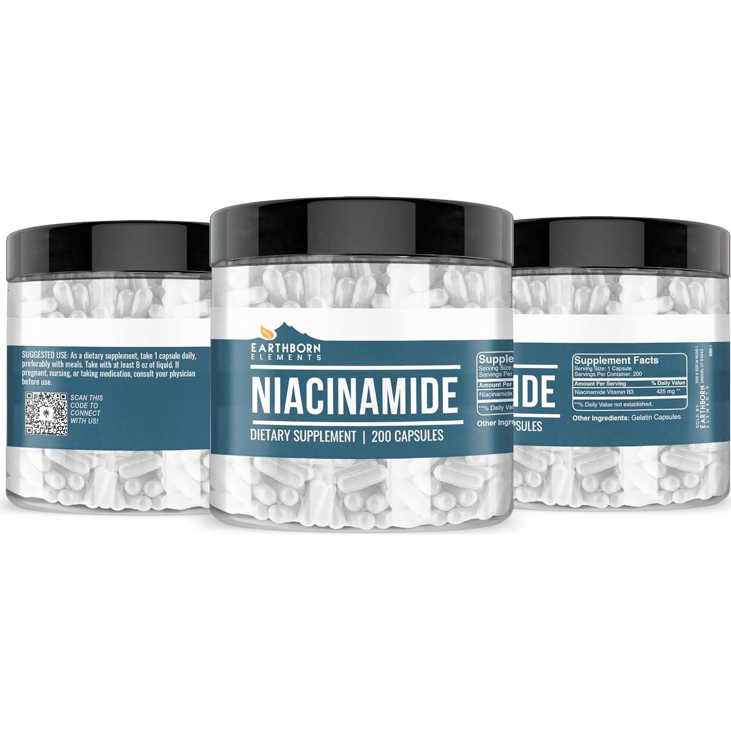 Cápsulas de Niacinamida 200 Elementos de la Tierra 100 Días