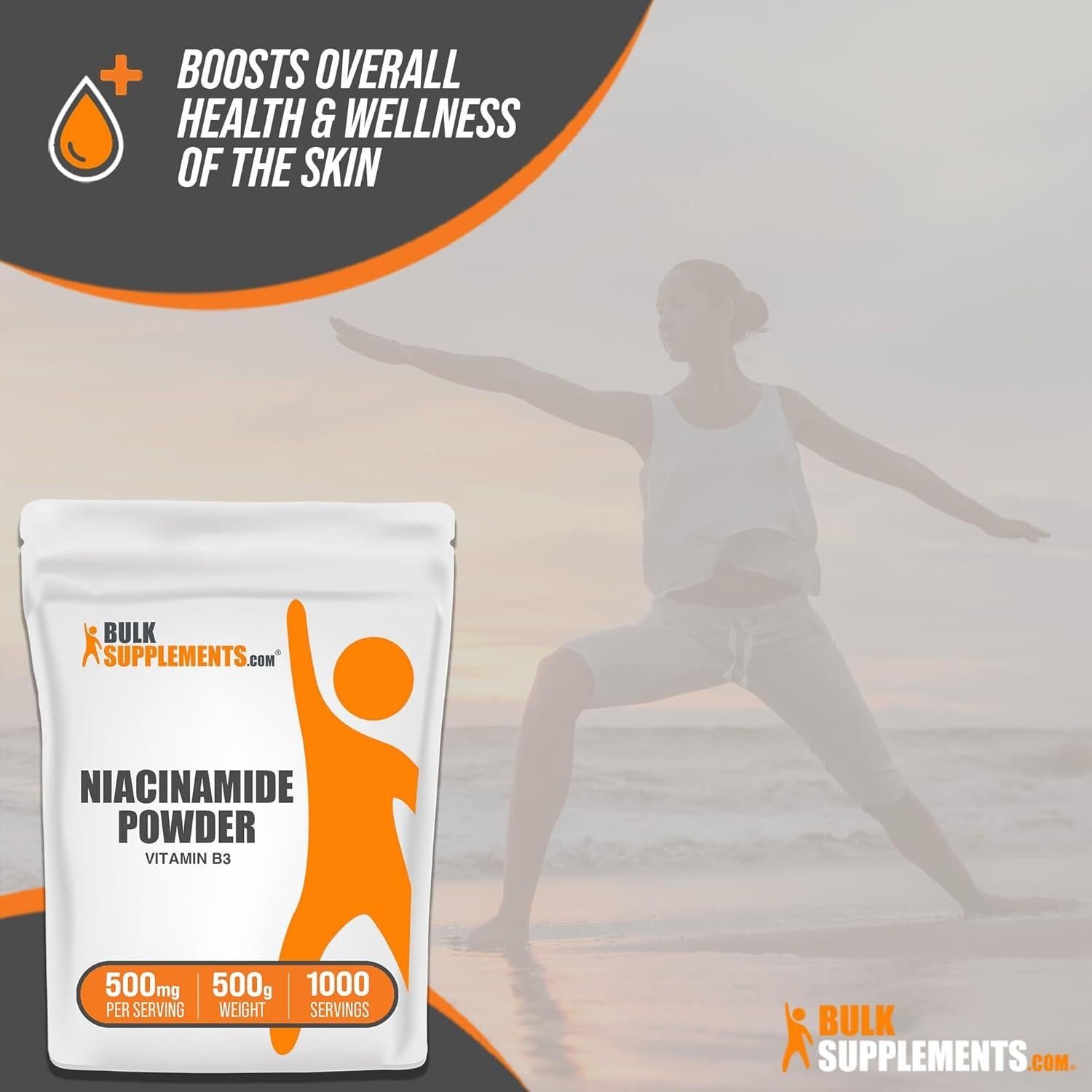 Polvo de Niacinamida 500mg BulkSupplements 500g - Vitamina B3