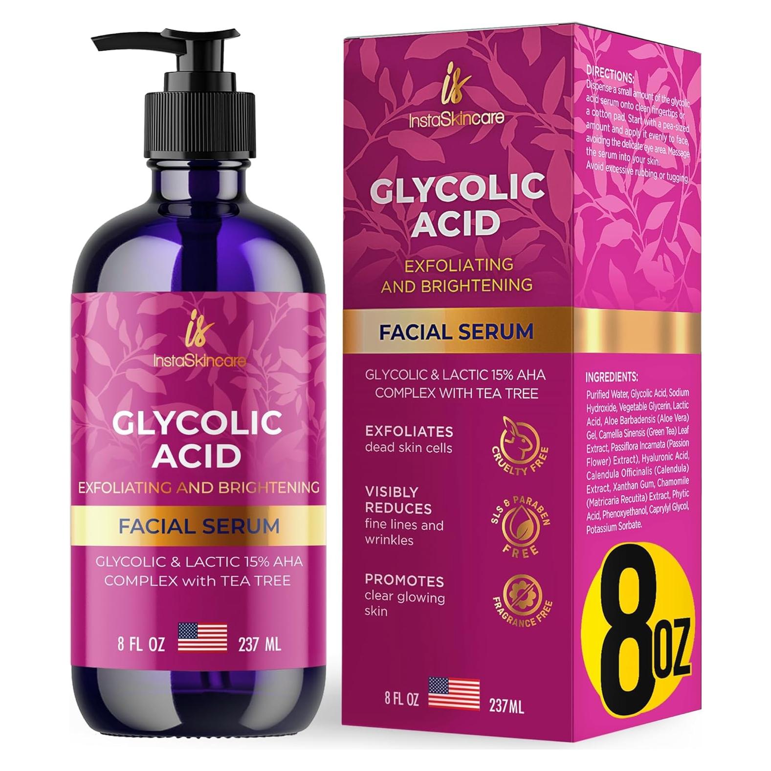 Suero de Ácido Glicólico 15% InstaSkincare 226g - Exfoliación Avanzada