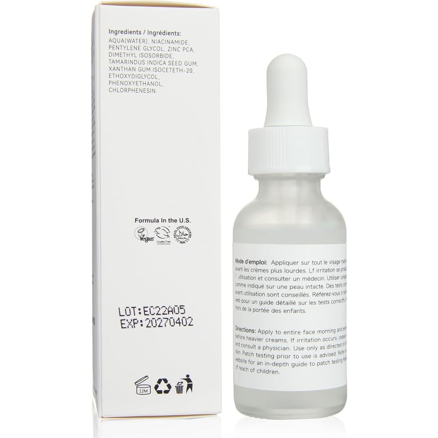 Suero Facial de Niacinamida 10% + Zinc 1% MIZEEYE 30ml