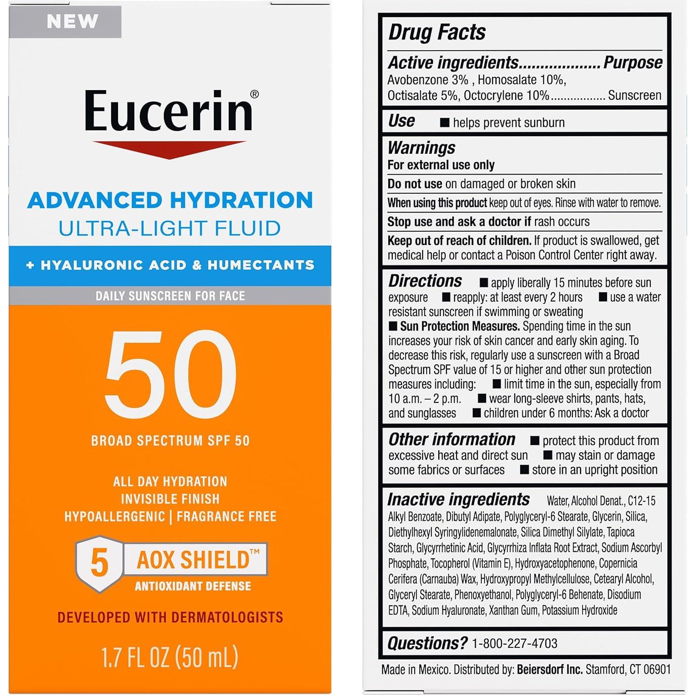 Eucerin Protector Solar Facial Ultra Ligero SPF 50 - 50 ml