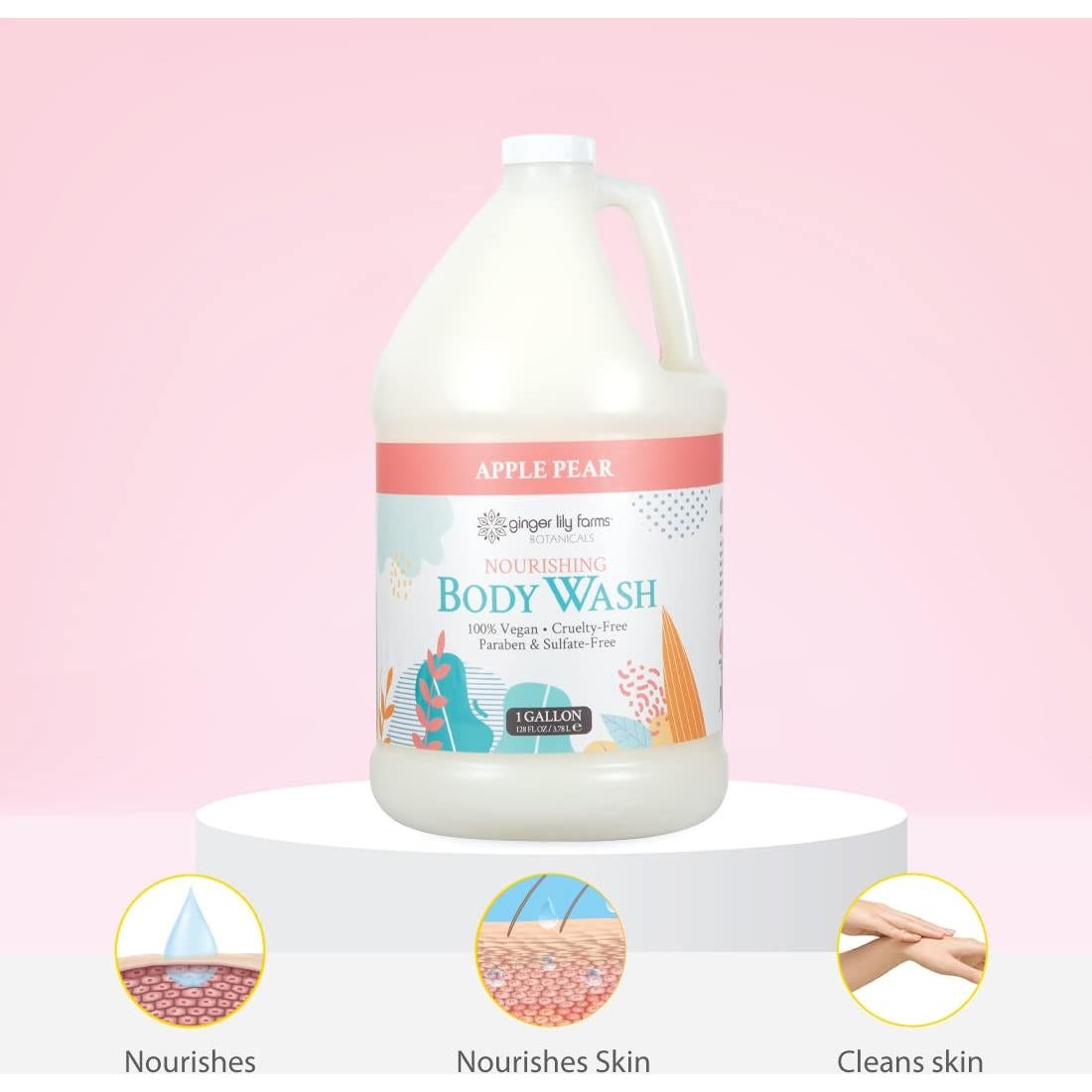 Jabón Corporal Nutritivo Ginger Lily Farms 1 Galón Manzana Pera