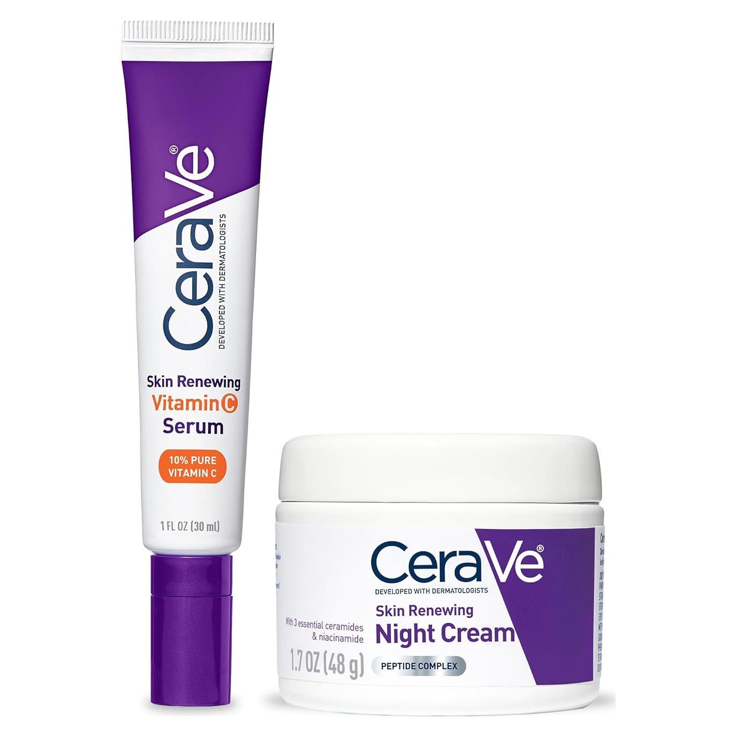 Set Cuidado de Piel CeraVe: Suero Vitamina C 30ml + Crema Nocturna 50ml