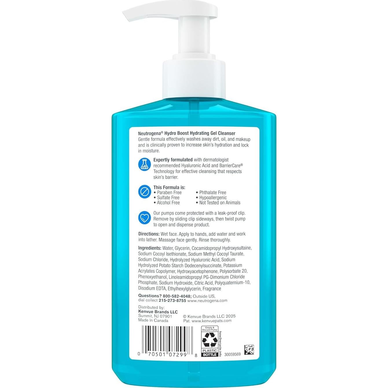 Limpiador Facial Neutrogena Hydro Boost 473 ml Hipoalergénico