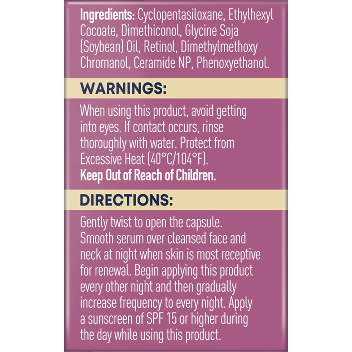 Cápsulas de Suero Nocturno Antienvejecimiento RoC 10 Contenido