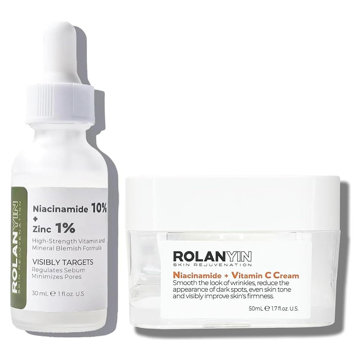 ROLANYIN Suero Niacinamida 10% + Zinc 1% y Crema Vitamina C