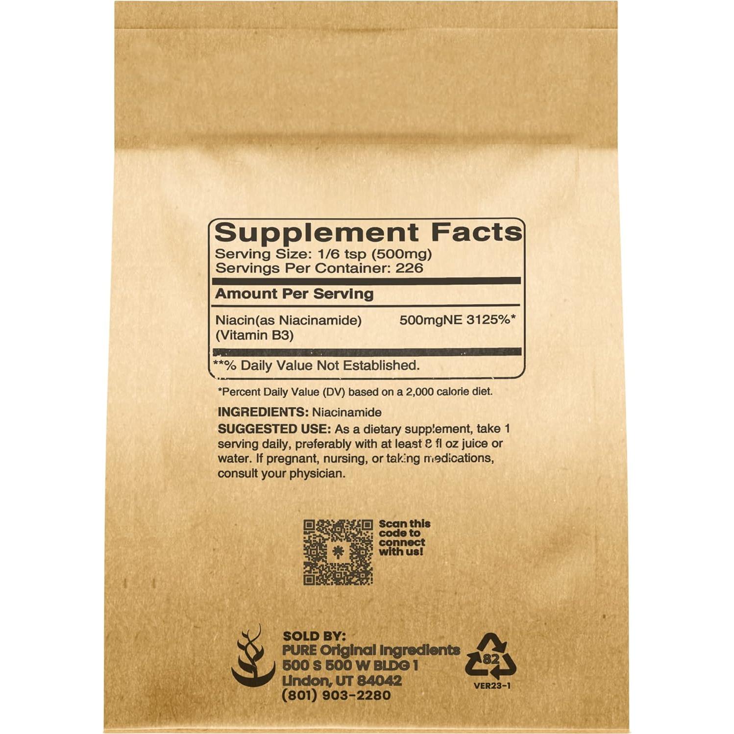 Niacinamida 113.4g Ingredientes Originales Puros Sin Gluten