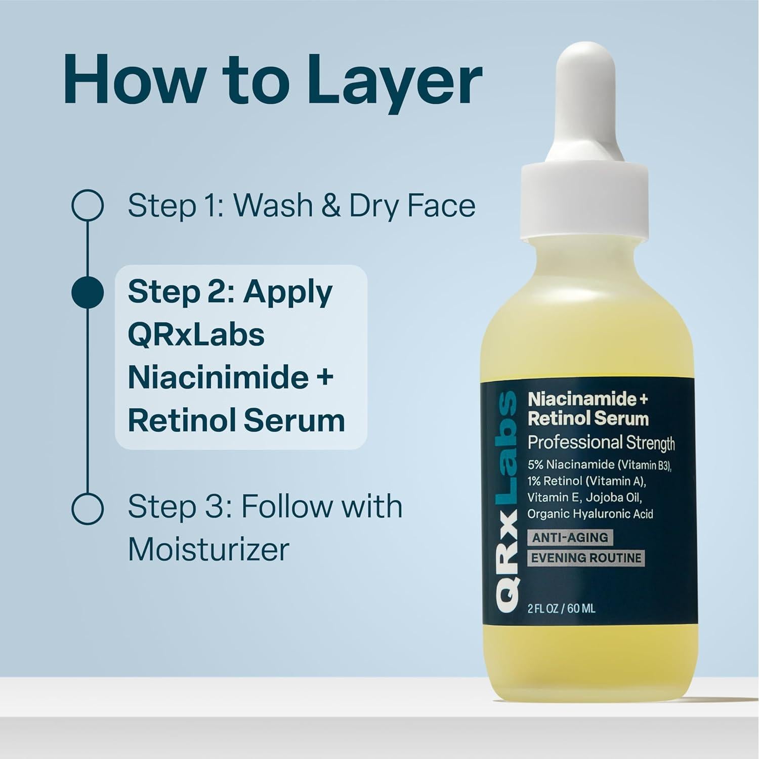 Suero Anti-Envejecimiento QRxLabs 59 ml Niacinamida 5% Retinol 1%