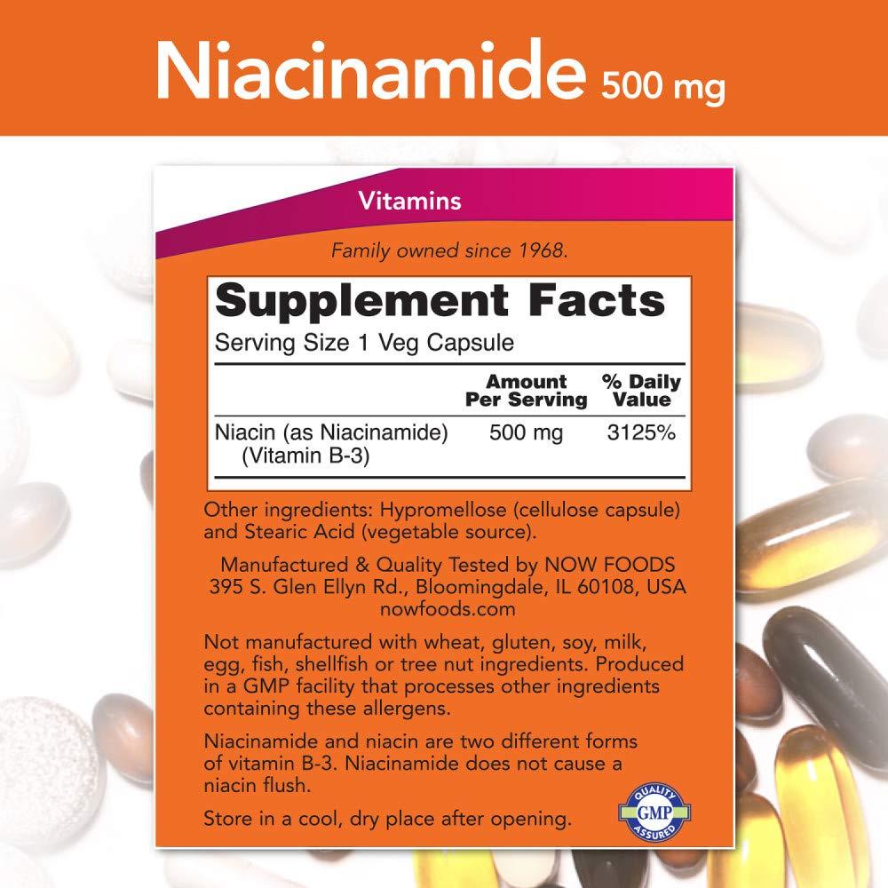 NOW Niacinamida 500mg 100 Cápsulas Vitamina B3