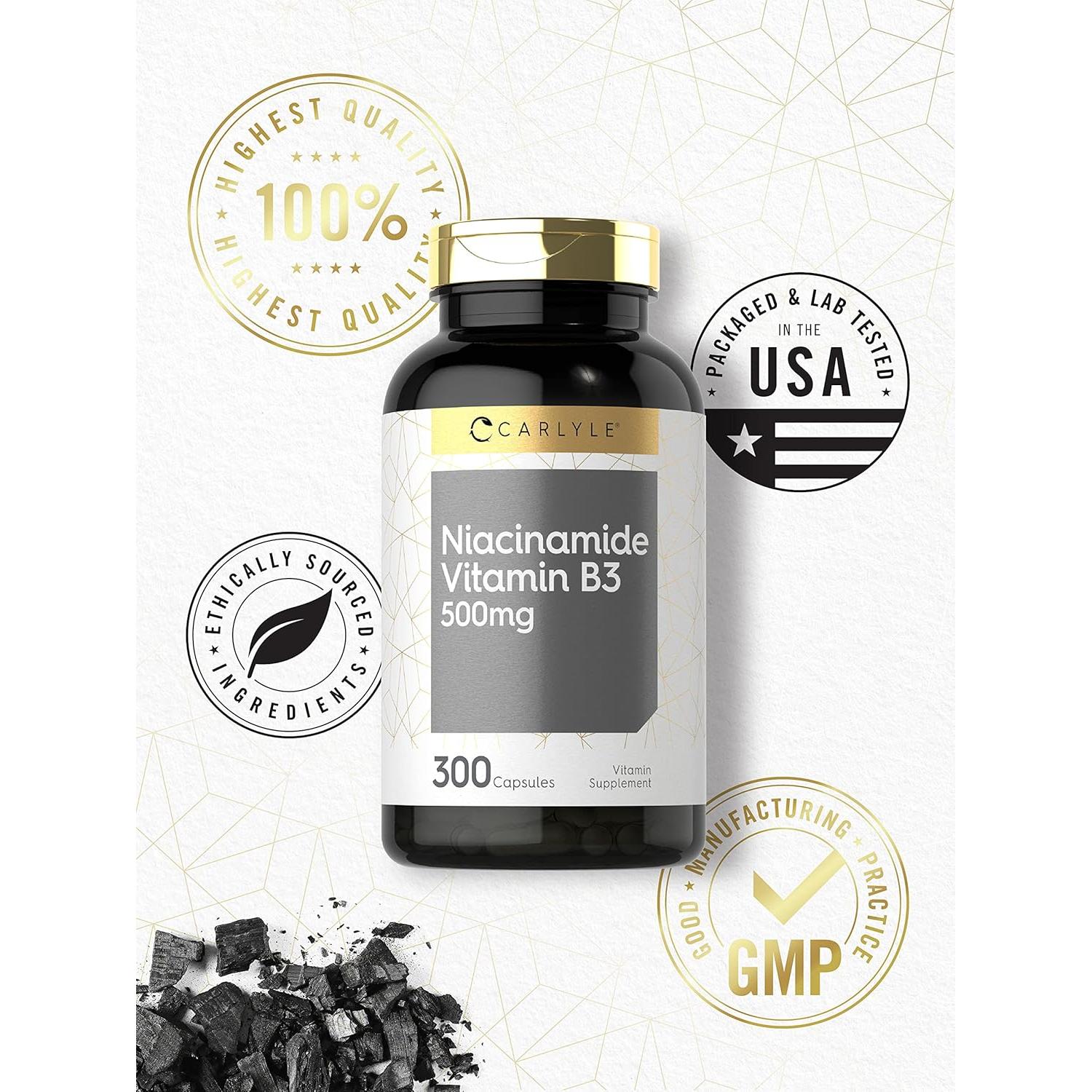 Cápsulas de Niacinamida Carlyle 500mg | Suplemento Sin Gluten