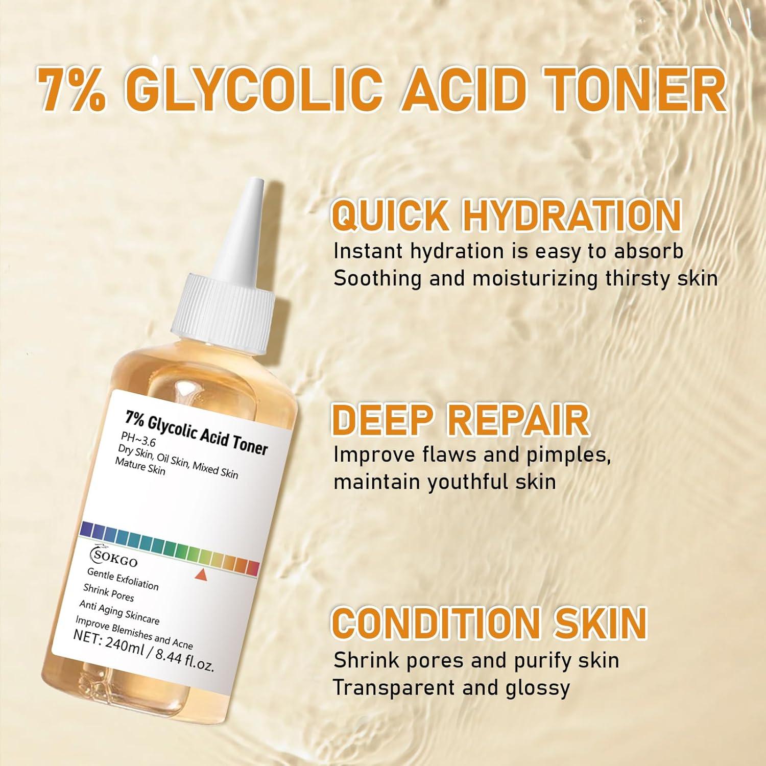 Tónico Exfoliante Facial Sokgo 249.84 ml Ácido Glicólico 7%