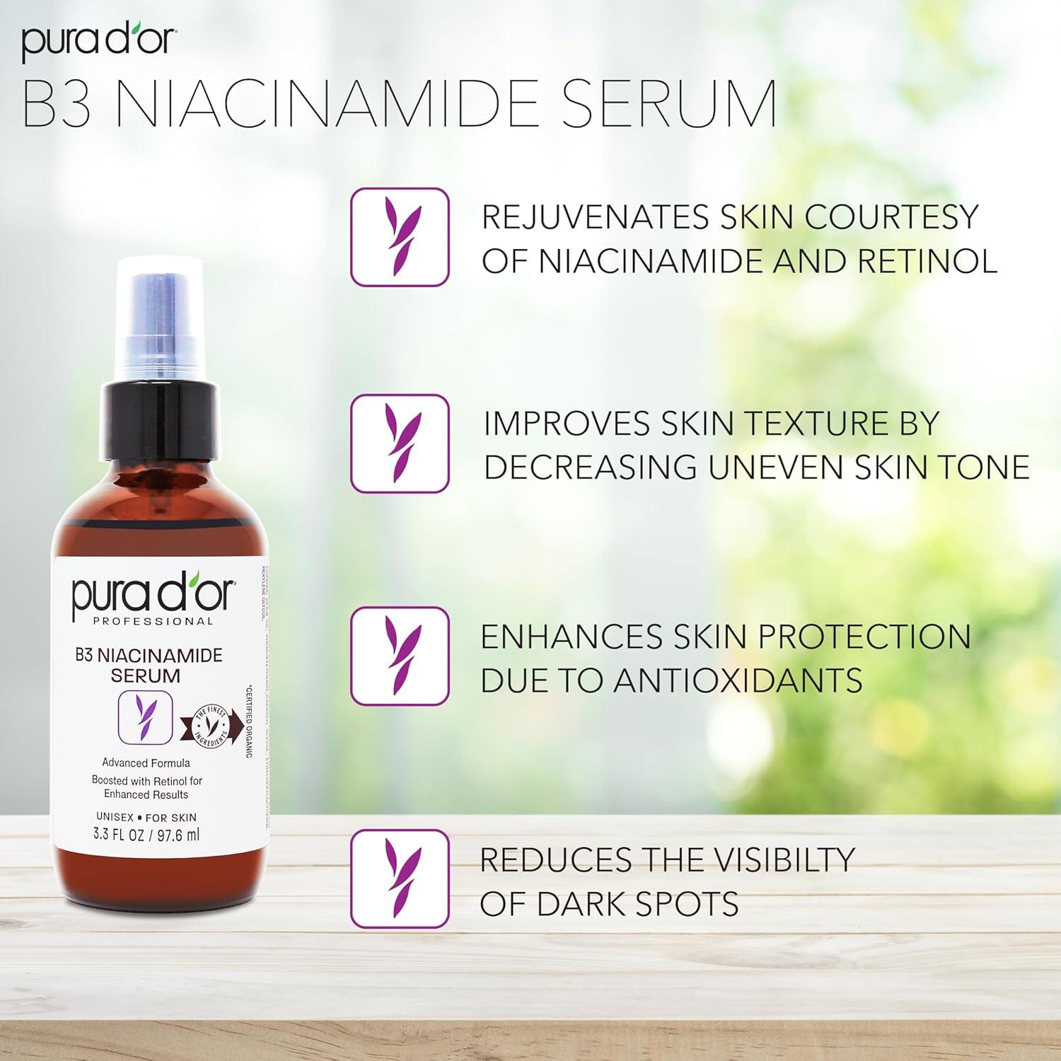 Suero Facial Niacinamida B3 PURA D'OR 98 ml - Hipoalergénico