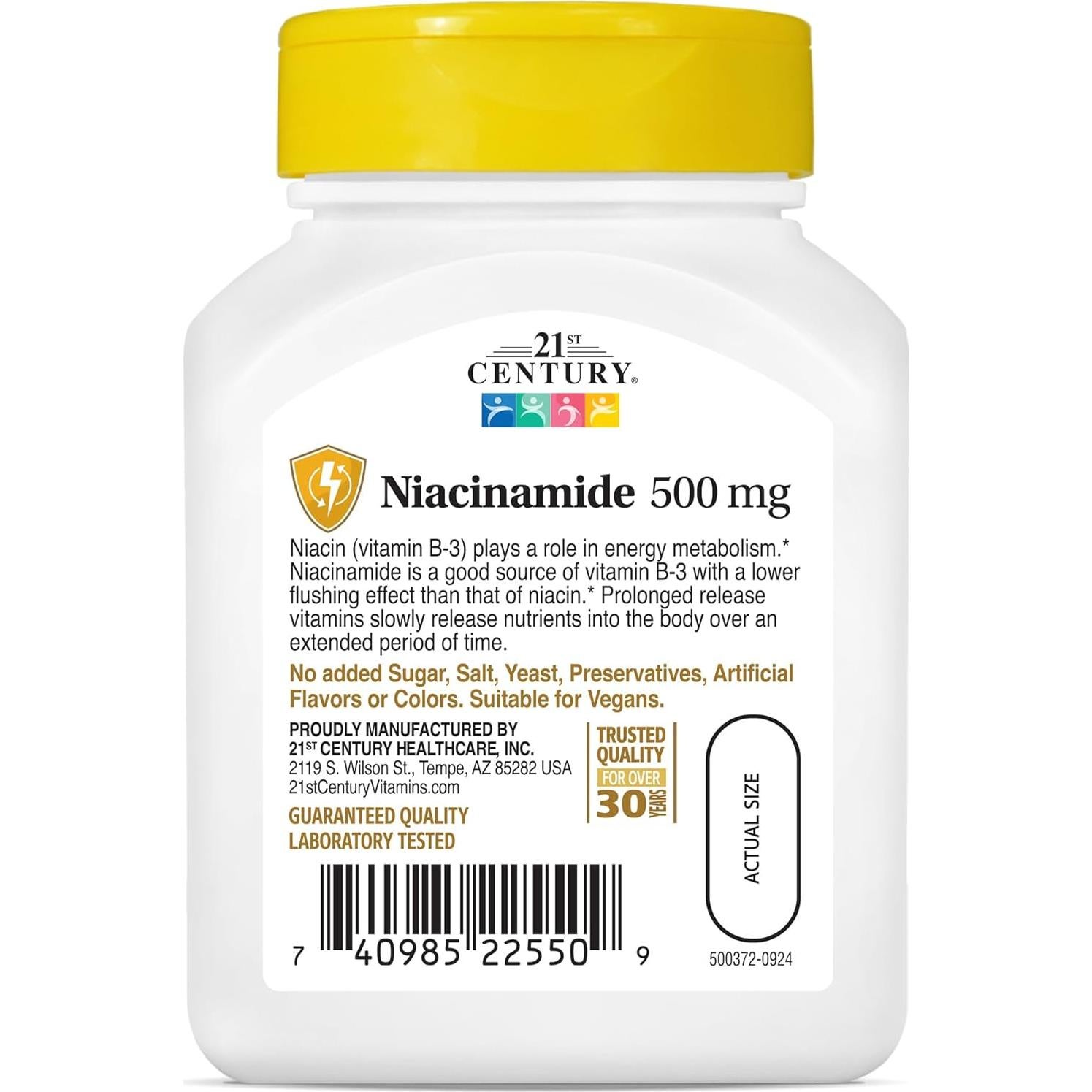 Tabletas de Niacinamida 500 mg 21st Century - 110 Conteo