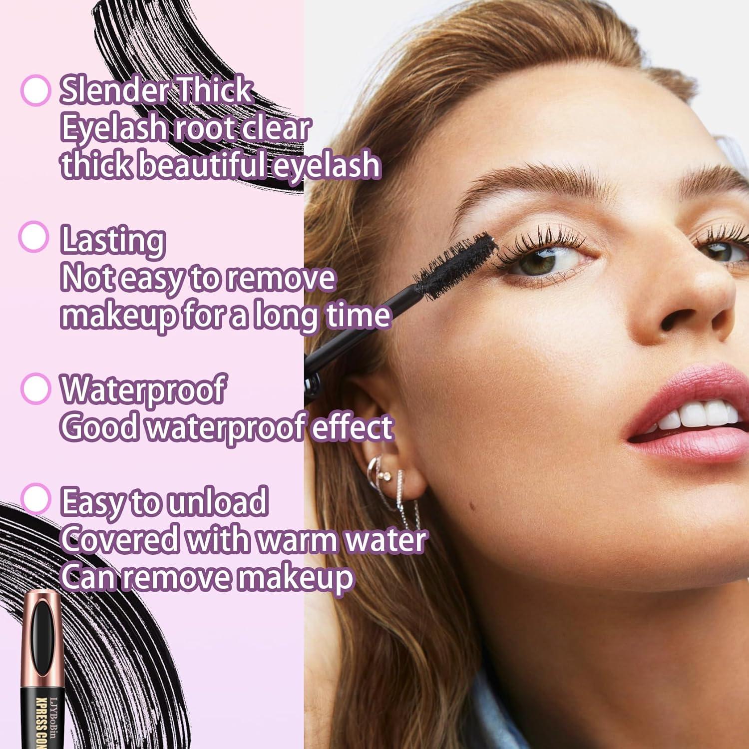 Máscara de Pestañas Negra Impermeable LJYBoBin 2 Piezas