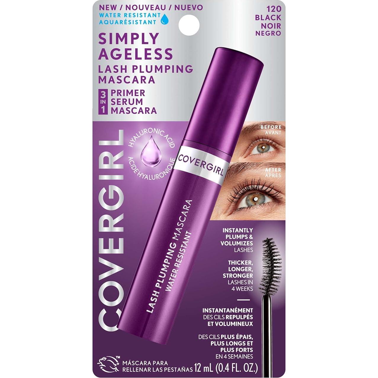 Máscara Voluminizadora de Pestañas COVERGIRL Simply Ageless, Negro