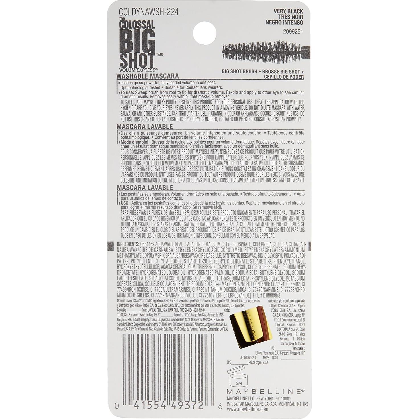 Máscara de Pestañas Maybelline Colossal Big Shot 9.75 ml