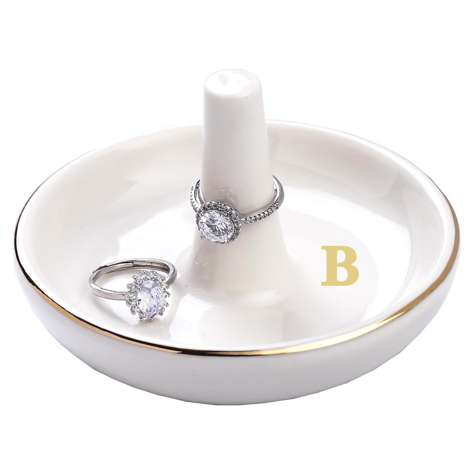 Plato Soporte para Anillos LZBALUYO Inicial B Cerámica