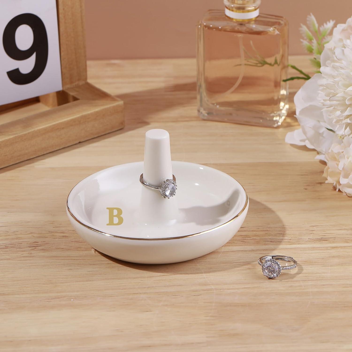 Plato Soporte para Anillos LZBALUYO Inicial B Cerámica