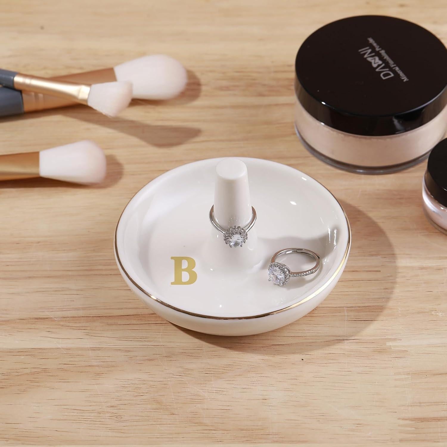Plato Soporte para Anillos LZBALUYO Inicial B Cerámica