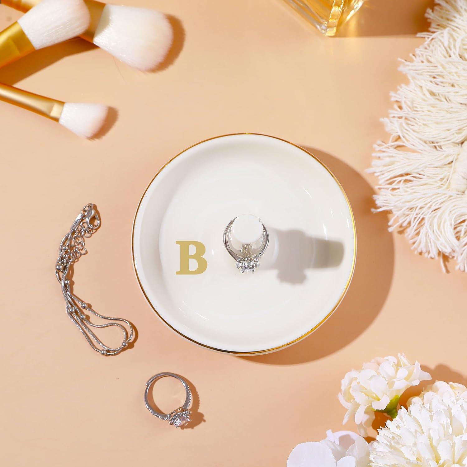 Plato Soporte para Anillos LZBALUYO Inicial B Cerámica