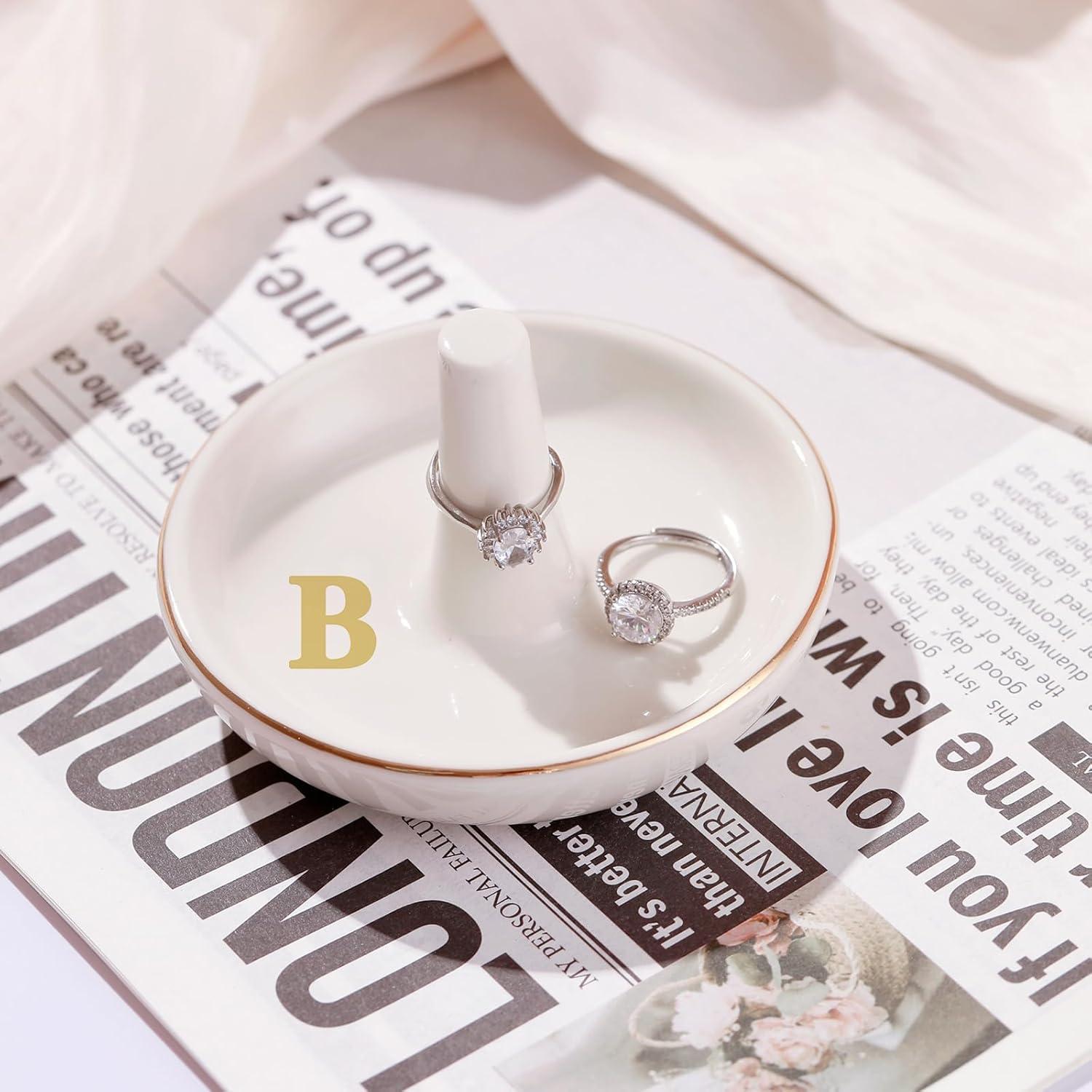 Plato Soporte para Anillos LZBALUYO Inicial B Cerámica