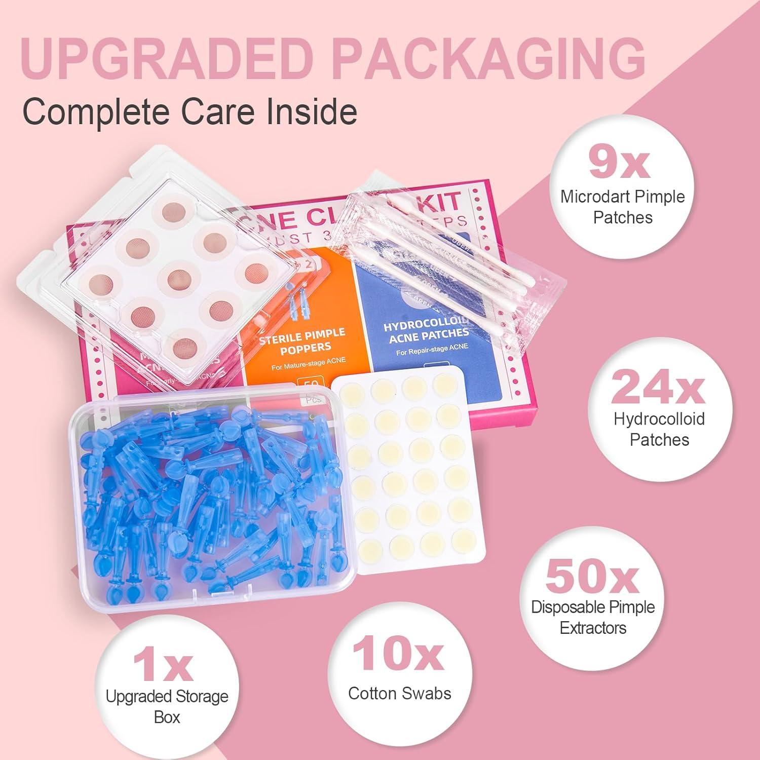 Kit de Parches para Acné Vathery - 3 Pasos, 9 Parches Microdart y 24 Hidrocoloides