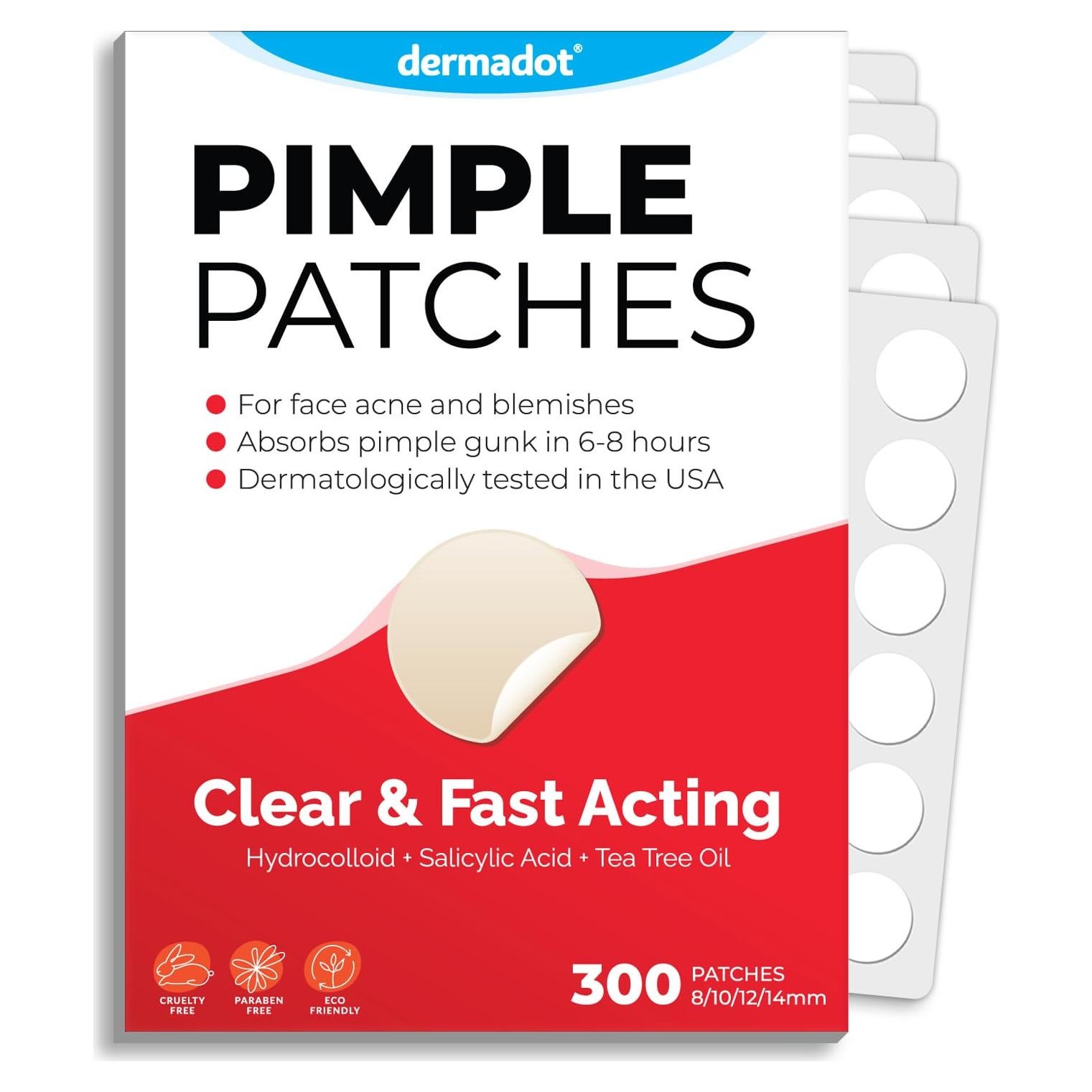 Parches para Granos de Acné Dermadot - Hidrocoloides 300 Unidades