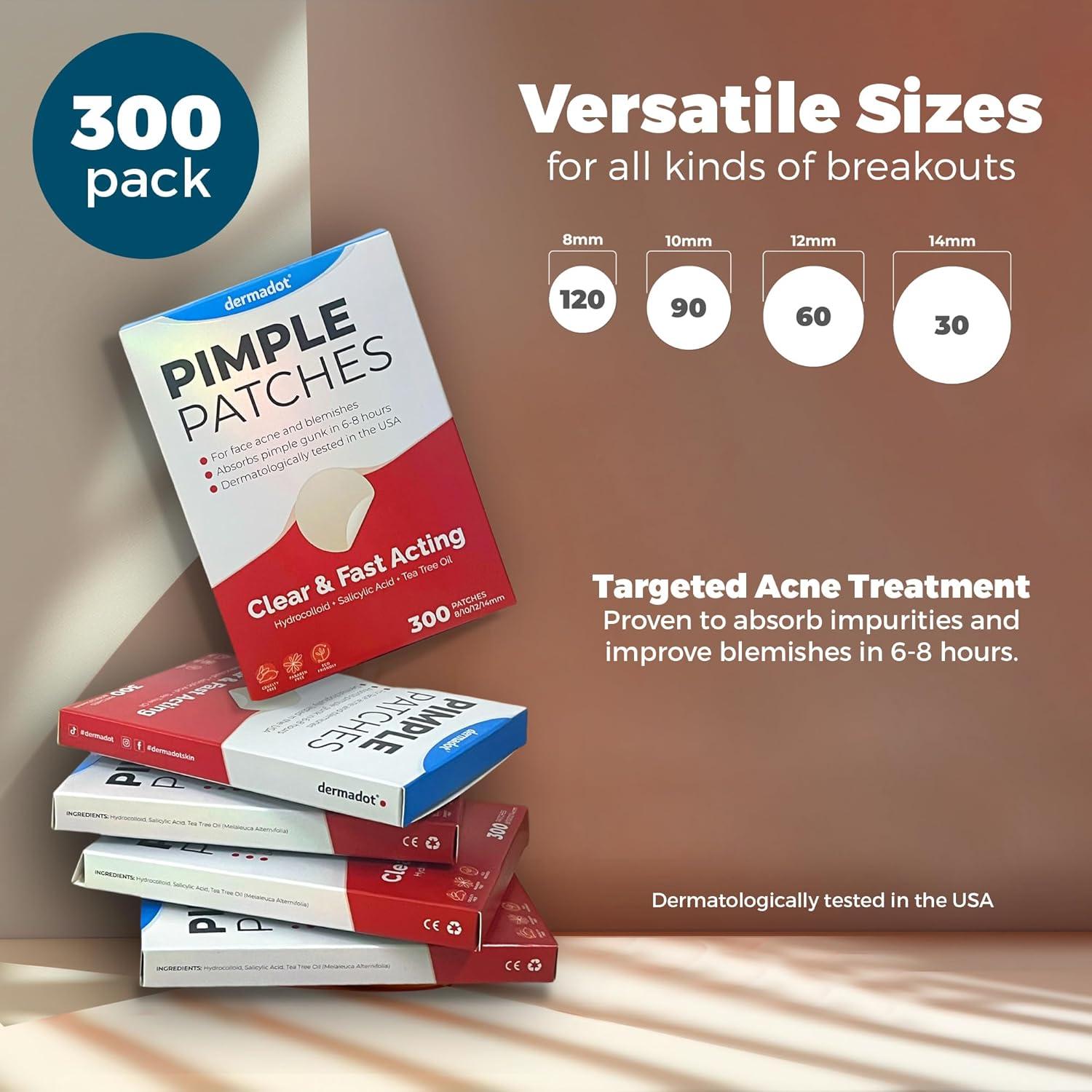 Parches para Granos de Acné Dermadot - Hidrocoloides 300 Unidades