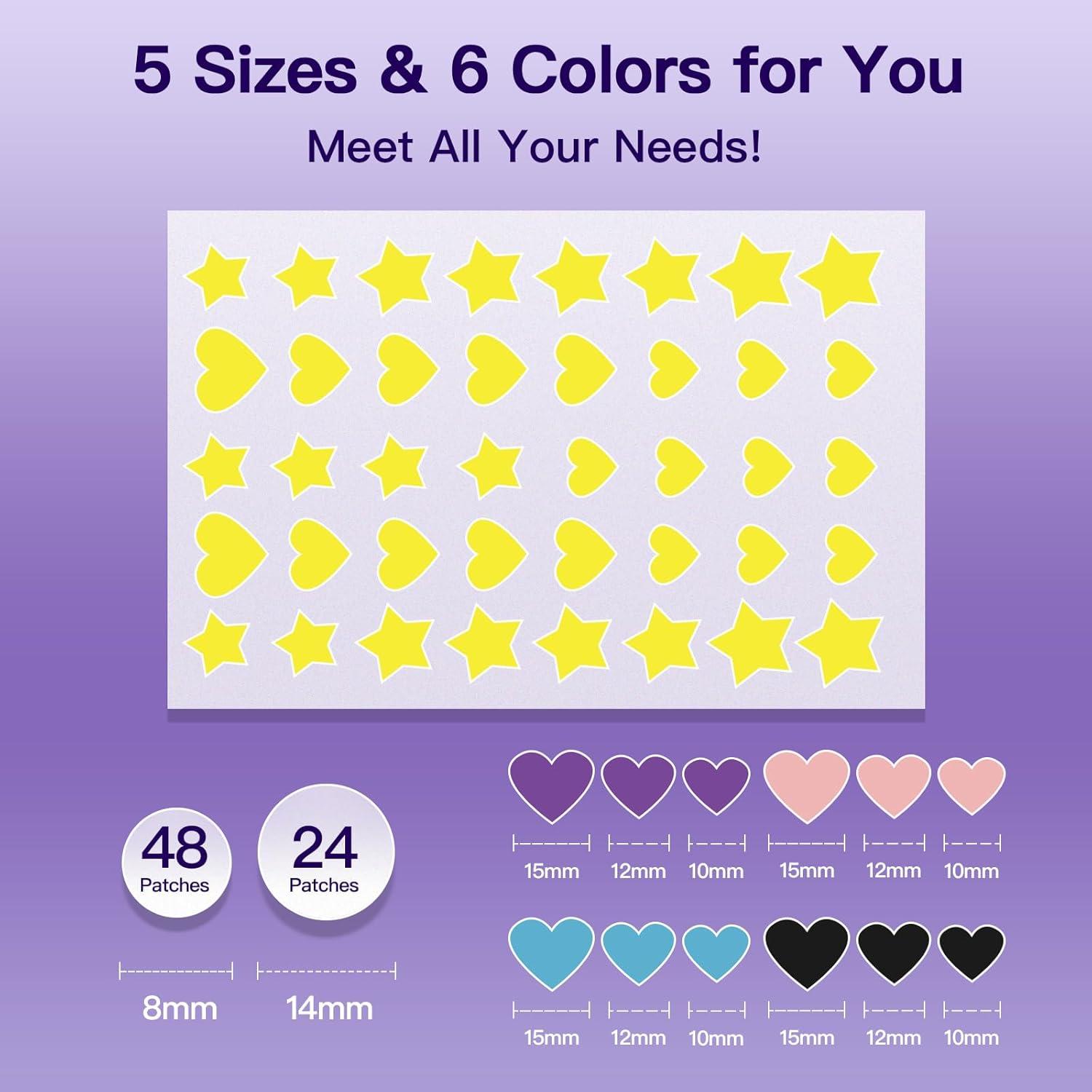 Parches para Acné Hidrocoloide 312CT - Ácido Salicílico, 5 Tamaños, 6 Colores